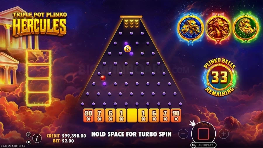 Triple Pot Plinko Hercules feature screen 1