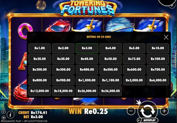 Towering Fortunes beting board