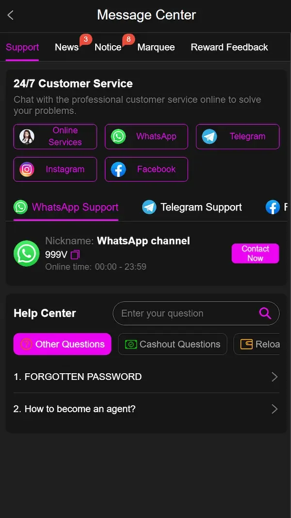 999V game app screenshot